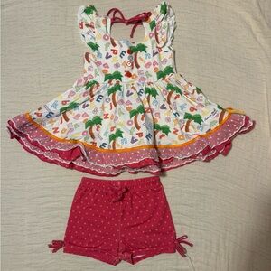 Colorful Alphabet Print Kids Dress Set